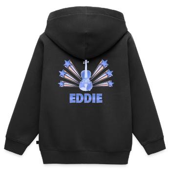 Eddie als Musikinstrument - Kinder Premium Organic Zip Hoodie - Schwarz - Hinten - AI Model Kid Male (0cm)