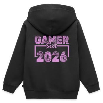 Jouer 2026 - Sweat Premium à capuche zippé enfant bio - noir - Dos - AI Model Kid Male (0cm)