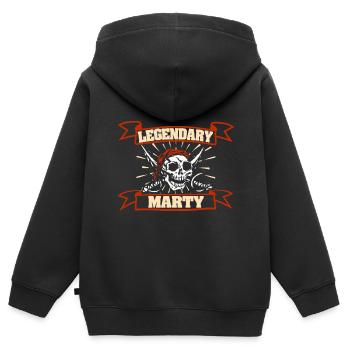 Geschenk für Marty - Kinder Premium Organic Zip Hoodie - Schwarz - Hinten - AI Model Kid Male (0cm)