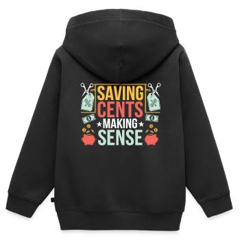 Cent sparen Making Sense Couponer Shopper Sparen - Kinder Premium Organic Zip Hoodie - Schwarz - Hinten - AI Model Kid Male (0cm)