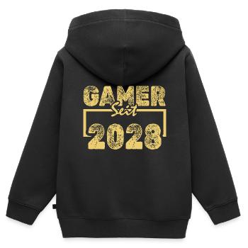 Zocken 2028 - Kinder Premium Organic Zip Hoodie - Schwarz - Hinten - AI Model Kid Male (0cm)
