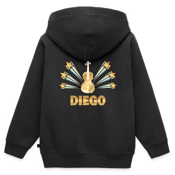 Diego als Musikinstrument - Kinder Premium Organic Zip Hoodie - Schwarz - Hinten - AI Model Kid Male (0cm)