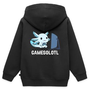 Gamesolotl Axolotl Gaming Controller - Kinder Premium Organic Zip Hoodie - Schwarz - Hinten - AI Model Kid Male (0cm)