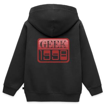 1998 - Kinder Premium Organic Zip Hoodie - Schwarz - Hinten - AI Model Kid Male (0cm)
