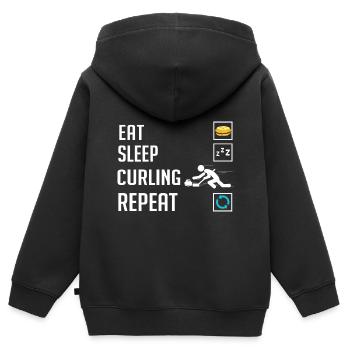 Curling Sport Spiel Spieler Curlingsteine Eis - Kinder Premium Organic Zip Hoodie - Schwarz - Hinten - AI Model Kid Male (0cm)