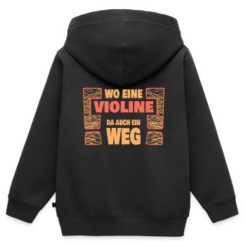 Dire violon - Sweat Premium à capuche zippé enfant bio - noir - Dos - AI Model Kid Male (0cm)