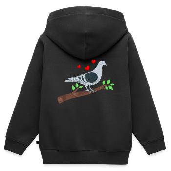 Taube auf einem Ast mit Herz - Kinder Premium Organic Zip Hoodie - Schwarz - Hinten - AI Model Kid Male (0cm)