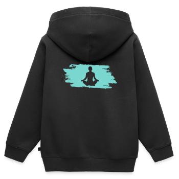 Om Yoga - Kinder Premium Organic Zip Hoodie - Schwarz - Hinten - AI Model Kid Male (0cm)