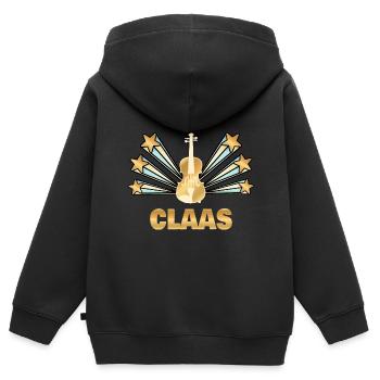 Geige Claas - Kinder Premium Organic Zip Hoodie - Schwarz - Hinten - AI Model Kid Male (0cm)