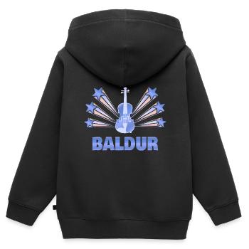 Geige Baldur - Kinder Premium Organic Zip Hoodie - Schwarz - Hinten - AI Model Kid Male (0cm)