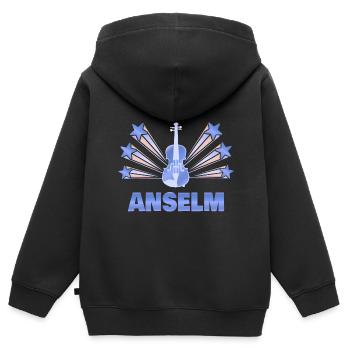 Geschenk für Anselm - Kinder Premium Organic Zip Hoodie - Schwarz - Hinten - AI Model Kid Male (0cm)