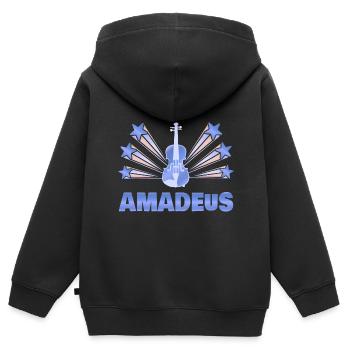 Geschenk für Amadeus - Kinder Premium Organic Zip Hoodie - Schwarz - Hinten - AI Model Kid Male (0cm)