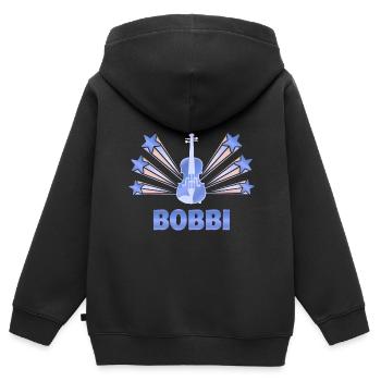 Bobbi - Kinder Premium Organic Zip Hoodie - Schwarz - Hinten - AI Model Kid Male (0cm)
