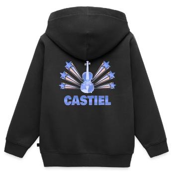 Castiel als Musikinstrument - Kinder Premium Organic Zip Hoodie - Schwarz - Hinten - AI Model Kid Male (0cm)