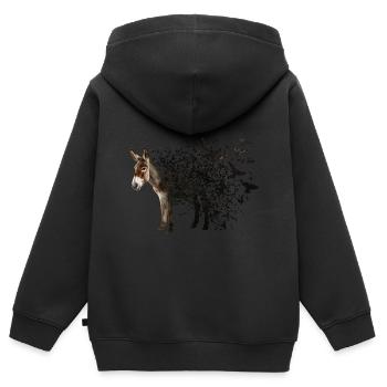 Esel - Kinder Premium Organic Zip Hoodie - Schwarz - Hinten - AI Model Kid Male (0cm)