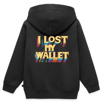 J’ai perdu mon portefeuille 17 - Sweat Premium à capuche zippé enfant bio - noir - Dos - AI Model Kid Male (0cm)