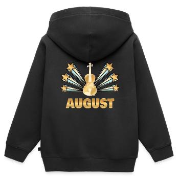 August - Kinder Premium Organic Zip Hoodie - Schwarz - Hinten - AI Model Kid Male (0cm)