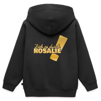 Vorname Rosalie - Kinder Premium Organic Zip Hoodie - Schwarz - Hinten - AI Model Kid Male (0cm)