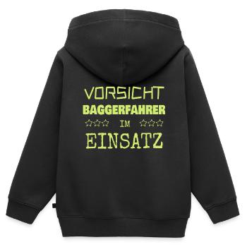 Opérateur d’excavatrice - Sweat Premium à capuche zippé enfant bio - noir - Dos - AI Model Kid Male (0cm)