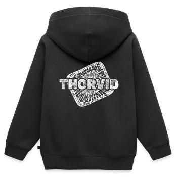 Geburt Thorvid - Kinder Premium Organic Zip Hoodie - Schwarz - Hinten - AI Model Kid Male (0cm)