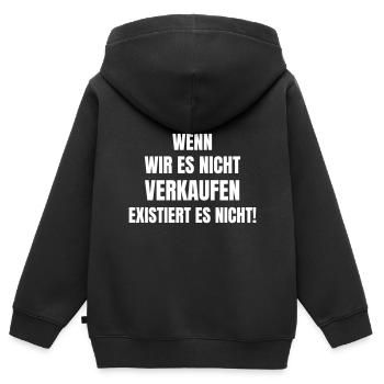 Wenn wir es nicht verkaufen existiert es nicht! - Kinder Premium Organic Zip Hoodie - Schwarz - Hinten - AI Model Kid Male (0cm)