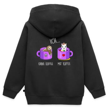 Ich ohne Kaffee Ich mit Kaffee Einhorn Kaffee - Kinder Premium Organic Zip Hoodie - Schwarz - Hinten - AI Model Kid Male (0cm)
