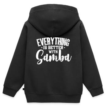 Samba - Kinder Premium Organic Zip Hoodie - Schwarz - Hinten - AI Model Kid Male (0cm)