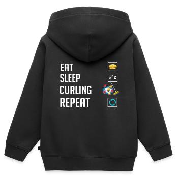 Curling Sport Spiel Spieler Curlingsteine Eis - Kinder Premium Organic Zip Hoodie - Schwarz - Hinten - AI Model Kid Male (0cm)