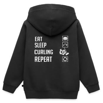 Curling Sport Spiel Spieler Curlingsteine Eis - Kinder Premium Organic Zip Hoodie - Schwarz - Hinten - AI Model Kid Male (0cm)