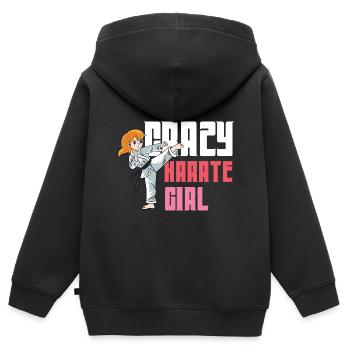 Crazy Karate Girl Étudiant en arts martiaux Gesche - Sweat Premium à capuche zippé enfant bio - noir - Dos - AI Model Kid Male (0cm)