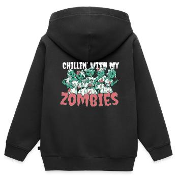 Chillin' With My Zombies Nurse Halloween Costume - Kinder Premium Organic Zip Hoodie - Schwarz - Hinten - AI Model Kid Male (0cm)