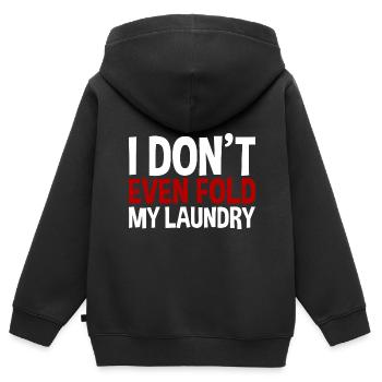 Je ne plie même pas mon linge - Sweat Premium à capuche zippé enfant bio - noir - Dos - AI Model Kid Male (0cm)