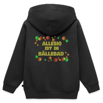 Kindergeburtstag Allesio - Kinder Premium Organic Zip Hoodie - Schwarz - Hinten - AI Model Kid Male (0cm)