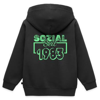 Jahr 1983 - Kinder Premium Organic Zip Hoodie - Schwarz - Hinten - AI Model Kid Male (0cm)