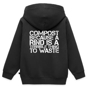 Compost Une croûte est une chose terrible à gaspiller 3 - Sweat Premium à capuche zippé enfant bio - noir - Dos - AI Model Kid Male (0cm)