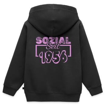 Sozial 1956 - Kinder Premium Organic Zip Hoodie - Schwarz - Hinten - AI Model Kid Male (0cm)