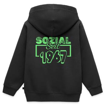 Sozialarbeiter 1967 - Kinder Premium Organic Zip Hoodie - Schwarz - Hinten - AI Model Kid Male (0cm)