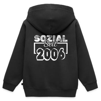 Sozial 2006 - Kinder Premium Organic Zip Hoodie - Schwarz - Hinten - AI Model Kid Male (0cm)