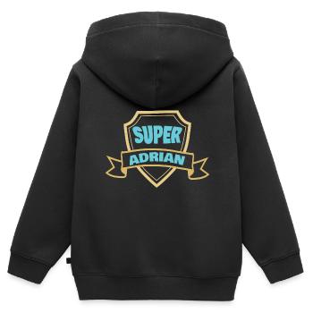 Adrian as a first name - Kids Premium Organic Zip-up Hoodie - black - Back - AI Model Kid Male (0cm)