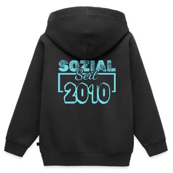 2010 - Kinder Premium Organic Zip Hoodie - Schwarz - Hinten - AI Model Kid Male (0cm)