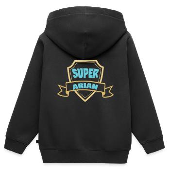 Arian as a first name - Kids Premium Organic Zip-up Hoodie - black - Back - AI Model Kid Male (0cm)