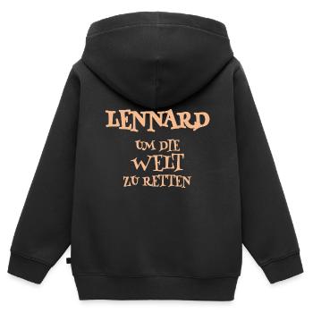 Geschenk für Lennard - Kinder Premium Organic Zip Hoodie - Schwarz - Hinten - AI Model Kid Male (0cm)