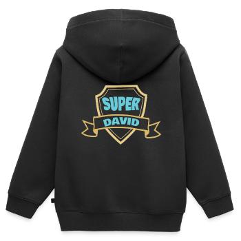 David - Kinder Premium Organic Zip Hoodie - Schwarz - Hinten - AI Model Kid Male (0cm)