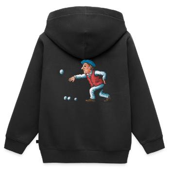 Franzose spielt Petanque für einen Petanque - Kinder Premium Organic Zip Hoodie - Schwarz - Hinten - AI Model Kid Male (0cm)