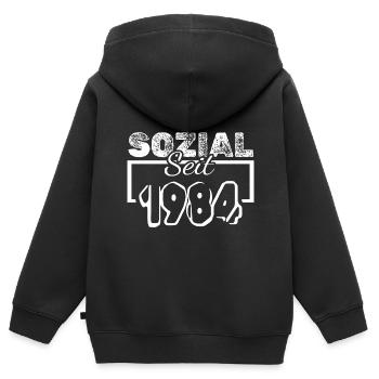 Sozial 1984 - Kinder Premium Organic Zip Hoodie - Schwarz - Hinten - AI Model Kid Male (0cm)