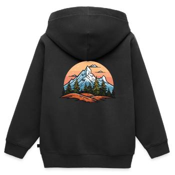 Paysage de montagnes - Sweat Premium à capuche zippé enfant bio - noir - Dos - AI Model Kid Male (0cm)