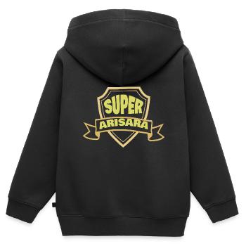 Frauenname Arisara - Kinder Premium Organic Zip Hoodie - Schwarz - Hinten - AI Model Kid Male (0cm)