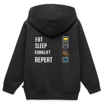 Conducteur de chariot élévateur Élévateur - Sweat Premium à capuche zippé enfant bio - noir - Dos - AI Model Kid Male (0cm)