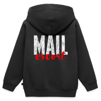Mail Escort 2 - Kinder Premium Organic Zip Hoodie - Schwarz - Hinten - AI Model Kid Male (0cm)