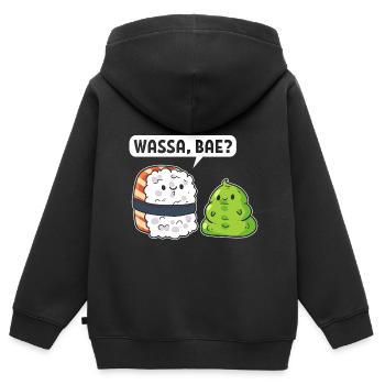 Wassa, Bae? Sushi Koch - Kinder Premium Organic Zip Hoodie - Schwarz - Hinten - AI Model Kid Male (0cm)